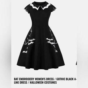 Black Bat Print Women's Dress